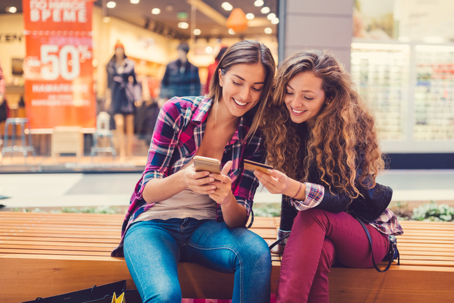 Young women in the mall